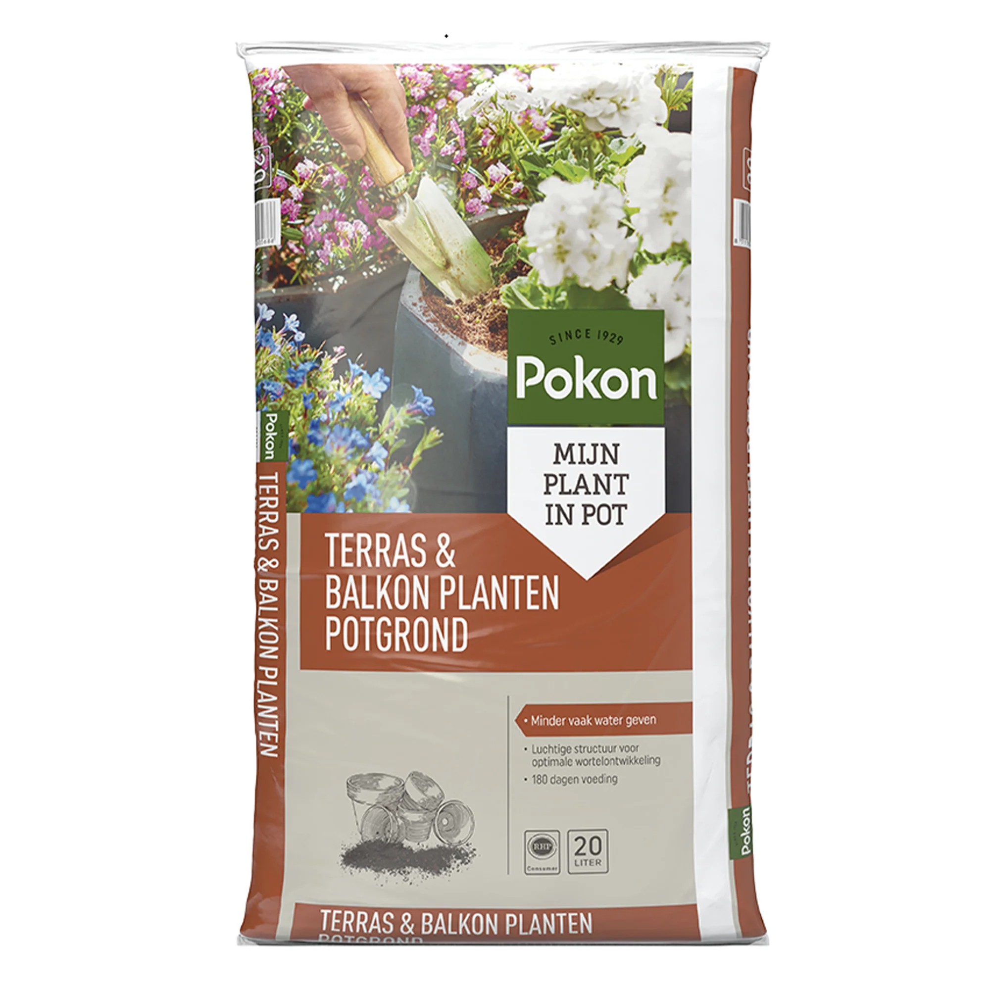 Potgrond voor terras & balkonplant - 20 liter - Pokon