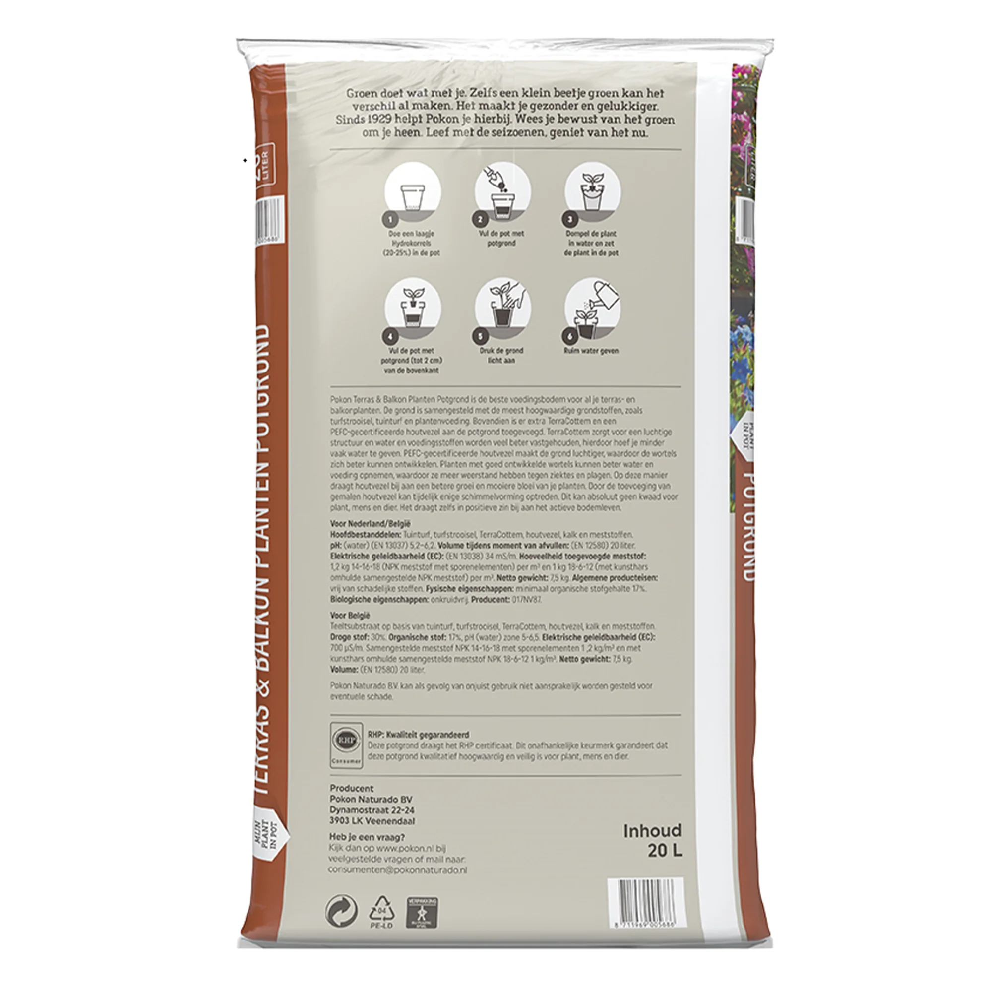 Potgrond voor terras & balkonplant - 20 liter - Pokon - Image 2